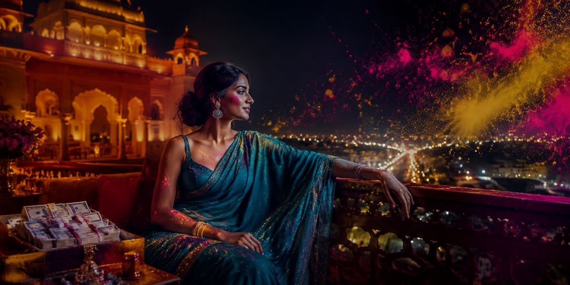 Indian woman enjoying online casino entertainment