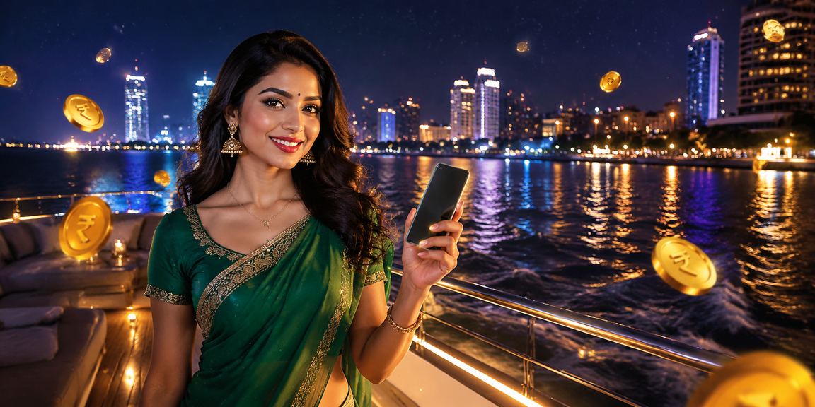 Indian woman playing rummy in traditional saree